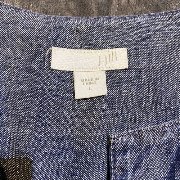 J Jill Large Blue Sleeveless Chambray Linen Blend Shirt Size Large - Picture 7 of 8